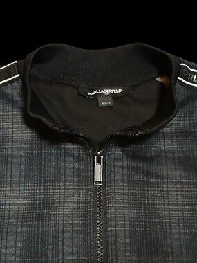 Karl Lagerfeld Paris Men's Plaid Track Jacket